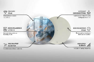 Szklana podstawka pod znicz okrągła Tekstura marmuru