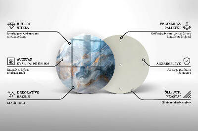 Szklana podstawka pod znicz okrągła Tekstura marmuru