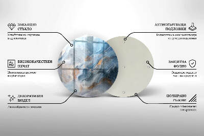 Szklana podstawka pod znicz okrągła Tekstura marmuru
