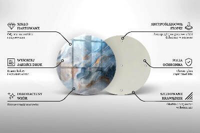 Szklana podstawka pod znicz okrągła Tekstura marmuru