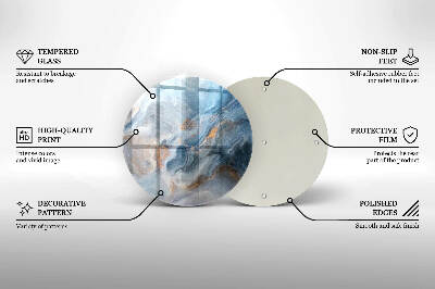 Szklana podstawka pod znicz okrągła Tekstura marmuru