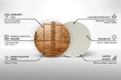 Szklana podstawka pod znicz okrągła Tekstura drewno deska