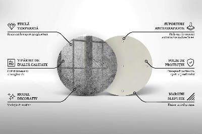 Szklana podstawka pod znicz okrągła Beton kamień tekstura