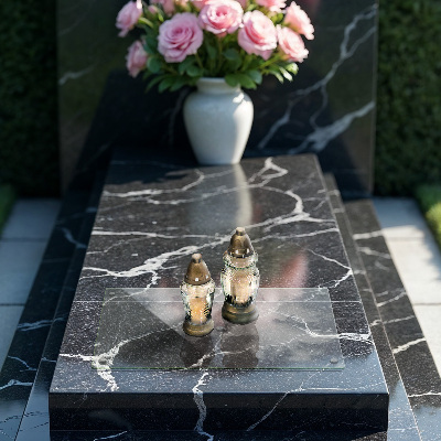 Szklana podstawka pod znicz prostokątna w kolorze transparentnym