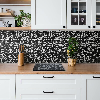 Panel ścienny dekoracyjny Czarno białe kuchenne napisy