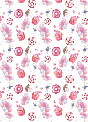 Roleta wewnętrzna Różowe balony pączki i króliki