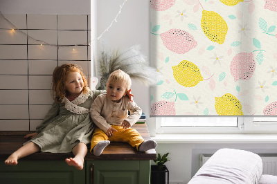 Roleta na drzwi balkonowe Różowe i żółte cytryny