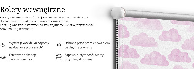 Roleta materiałowa w kolorze różowych chmur