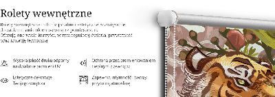 Roleta okienna wewnętrzna w motywie tygrysa w kwiatach