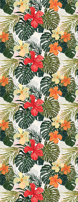 Roleta na drzwi balkonowe zaciemniająca Tropikalne kwiaty i liście