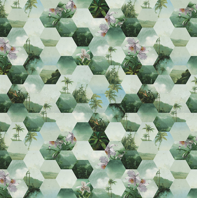 Roleta na drzwi balkonowe zaciemniająca Zielone heksagony