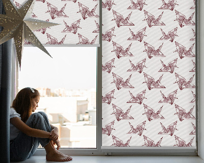 Roleta wewnętrzna na okno zaciemniająca Łabędzie z origami
