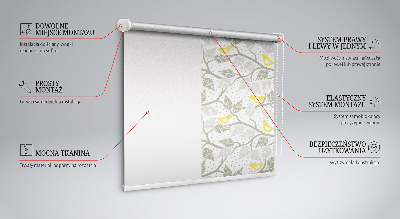Roleta na drzwi balkonowe zaciemniająca Żółte ptaki na szarych gałęziach