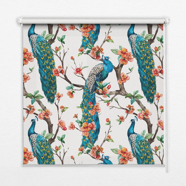 Roleta wewnętrzna zaciemniająca Paw na gałęzi