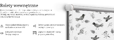 Roleta wewnętrzna zaciemniająca Rysowane ptaki i liście