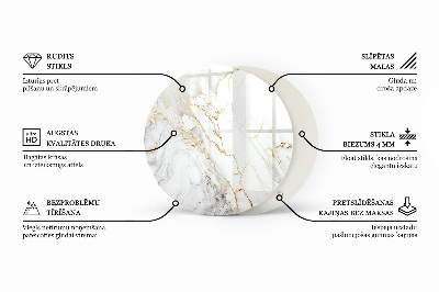 Blat do stołu okrągły Marmurowe żyły w designie