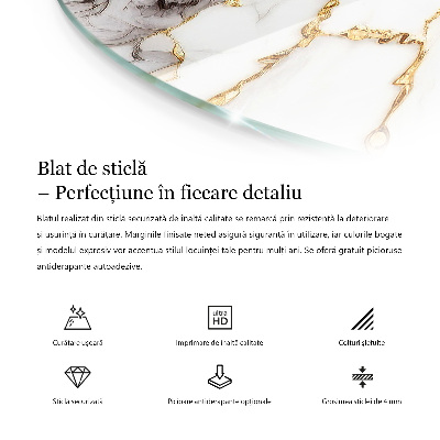 Blat do stołu okrągły Marmurowe żyły w designie