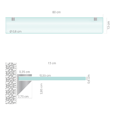Półka szklana do łazienki w wersji półprzezroczystej