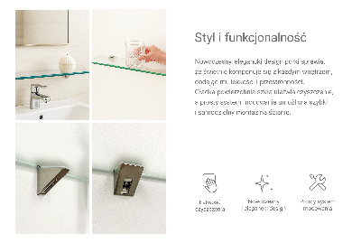 Półka szklana do łazienki w wersji półprzezroczystej