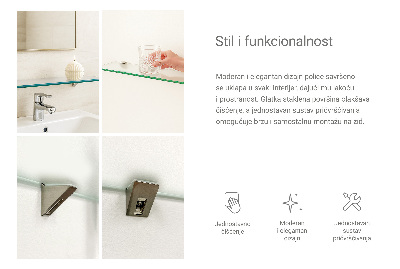 Półka szklana do łazienki w wersji półprzezroczystej