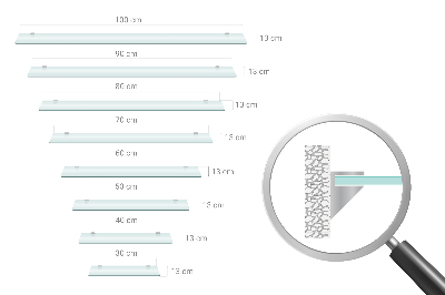 Półka szklana do łazienki w wersji półprzezroczystej