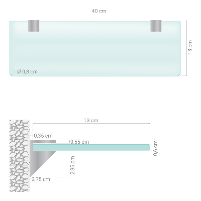 Półka szklana do łazienki w wersji półprzezroczystej