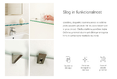 Półka szklana do łazienki w wersji półprzezroczystej