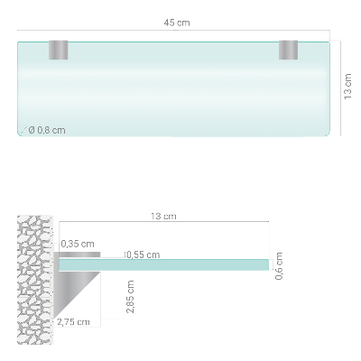 Półka szklana do łazienki w wersji półprzezroczystej