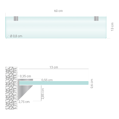 Półka szklana do łazienki w wersji półprzezroczystej