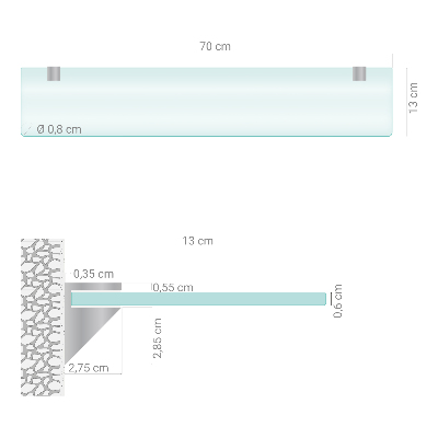 Półka szklana do łazienki w wersji półprzezroczystej