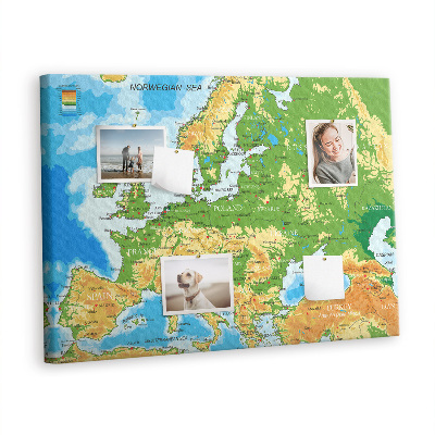 Kolorowa tablica korkowa Mapa świata napisy