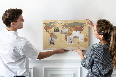 Tablica korkowa z nadrukiem Vintage mapa świata