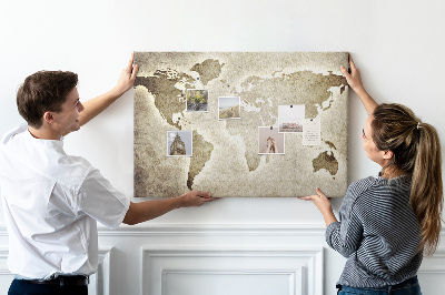 Tablica korkowa z nadrukiem Mapa świata
