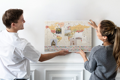 Tablica korkowa kolorowa Projekt mapy świata