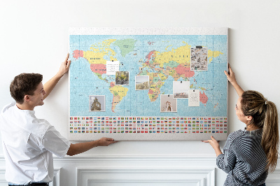 Tablica korkowa kolorowa Geografia mapa świata