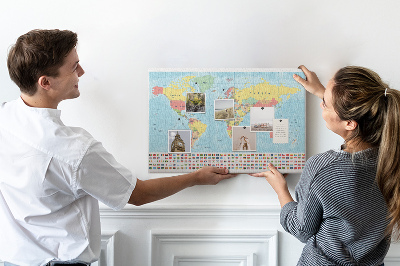 Tablica korkowa kolorowa Geografia mapa świata