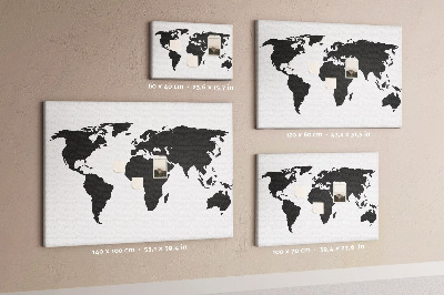 Tablica korkowa dla dzieci Czarna mapa świata