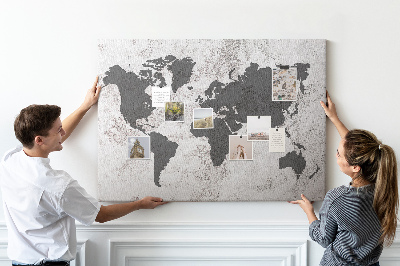 Tablica korkowa Mapa świata beton