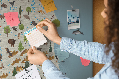 Tablica korkowa kolorowa Mapa zwierząt