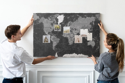 Tablica korkowa ozdobna Dokładna czarna mapa
