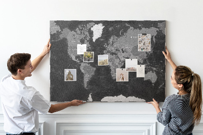 Tablica korkowa ozdobna Dokładna czarna mapa