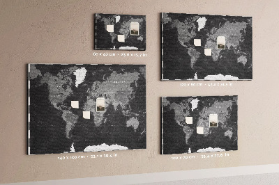 Tablica korkowa ozdobna Dokładna czarna mapa