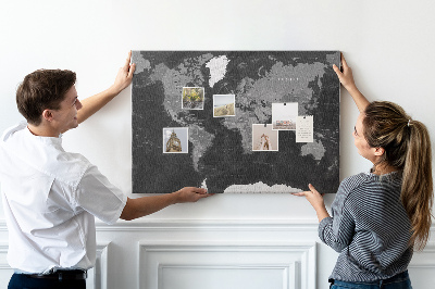 Tablica korkowa ozdobna Dokładna czarna mapa
