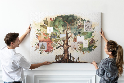 Tablica korkowa kolorowa Drzewo rodzinne
