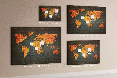 Tablica korkowa kolorowa Mapa świata