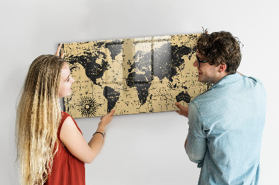 Tablica magnetyczna dla dzieci Mapa świata vintage