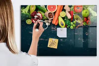 Tablica magnetyczna suchościeralna z motywem warzyw na stole