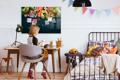 Tablica magnetyczna suchościeralna z motywem warzyw na stole