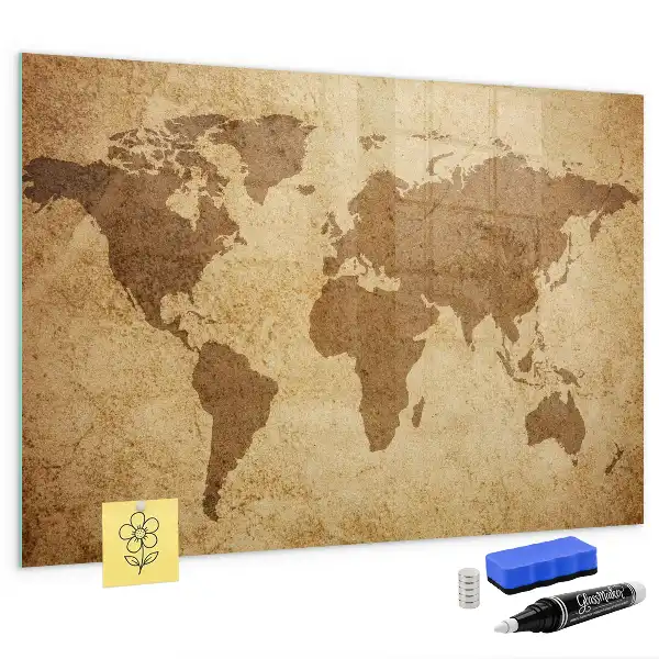 Tablica magnetyczna wzór mapa świata vintage