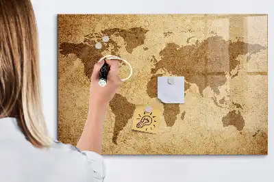 Tablica magnetyczna wzór mapa świata vintage
